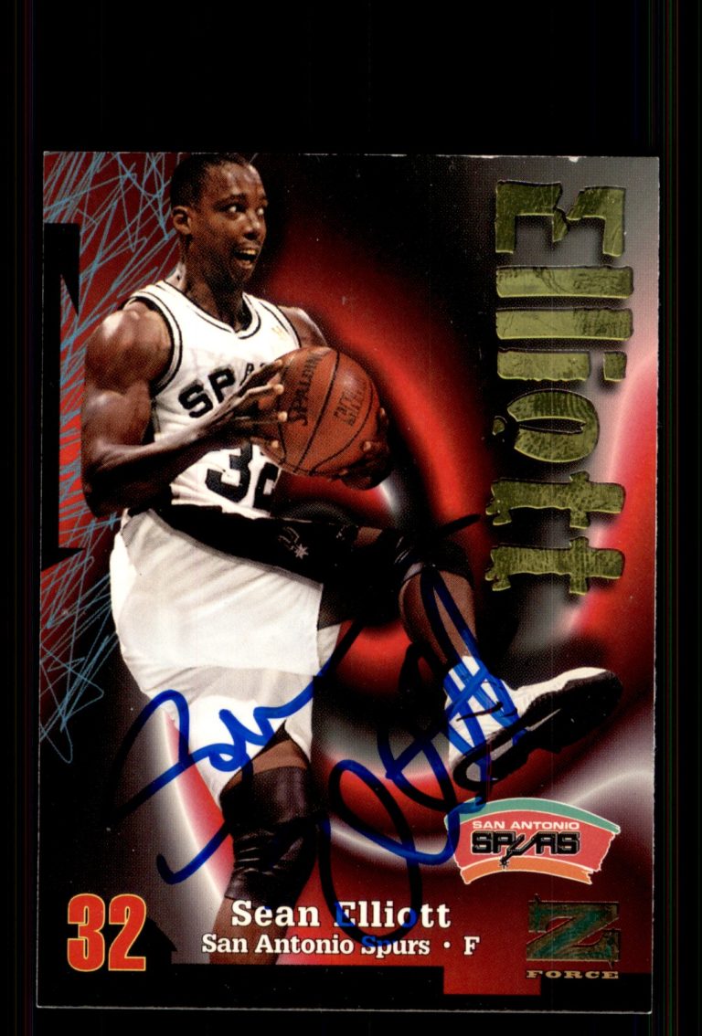 Signed Basketball Card Auto Sean Elliott 1997-98 SkyBox Z-Force #177 Spurs