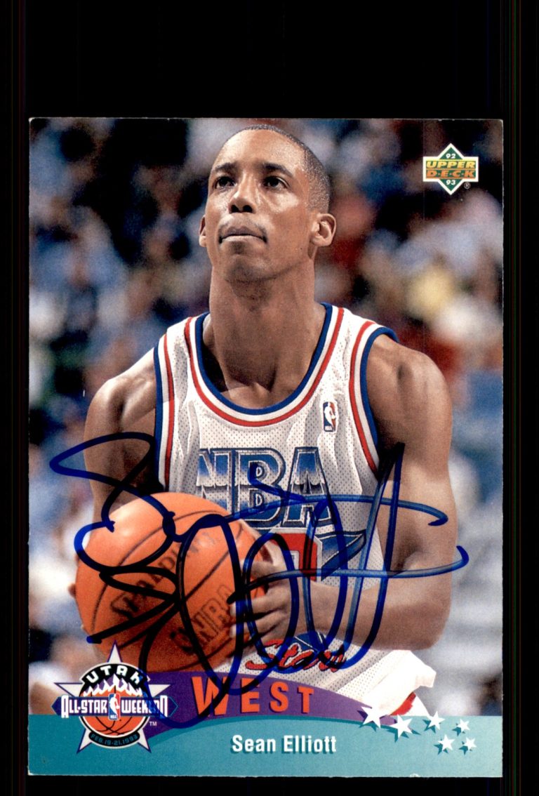 Signed Basketball Card Auto Sean Elliott 1992-93 Upper Deck #439 Spurs