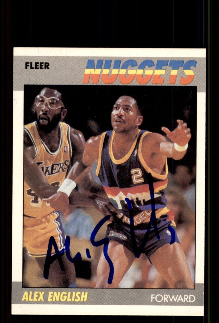 Signed Basketball Card Auto Alex English 1987-88 Fleer #34 Denver Nuggets