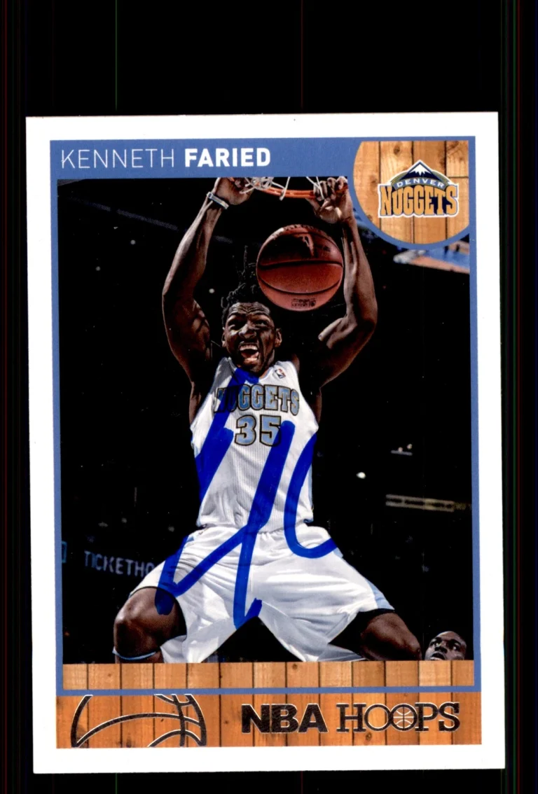 Signed Basketball Card Auto Kenneth Faried 2013-14 Hoops #186 Denver Nuggets