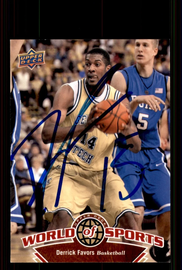Signed Basketball Card Auto Derrick Favors 2010 Upper Deck World of Sports #41