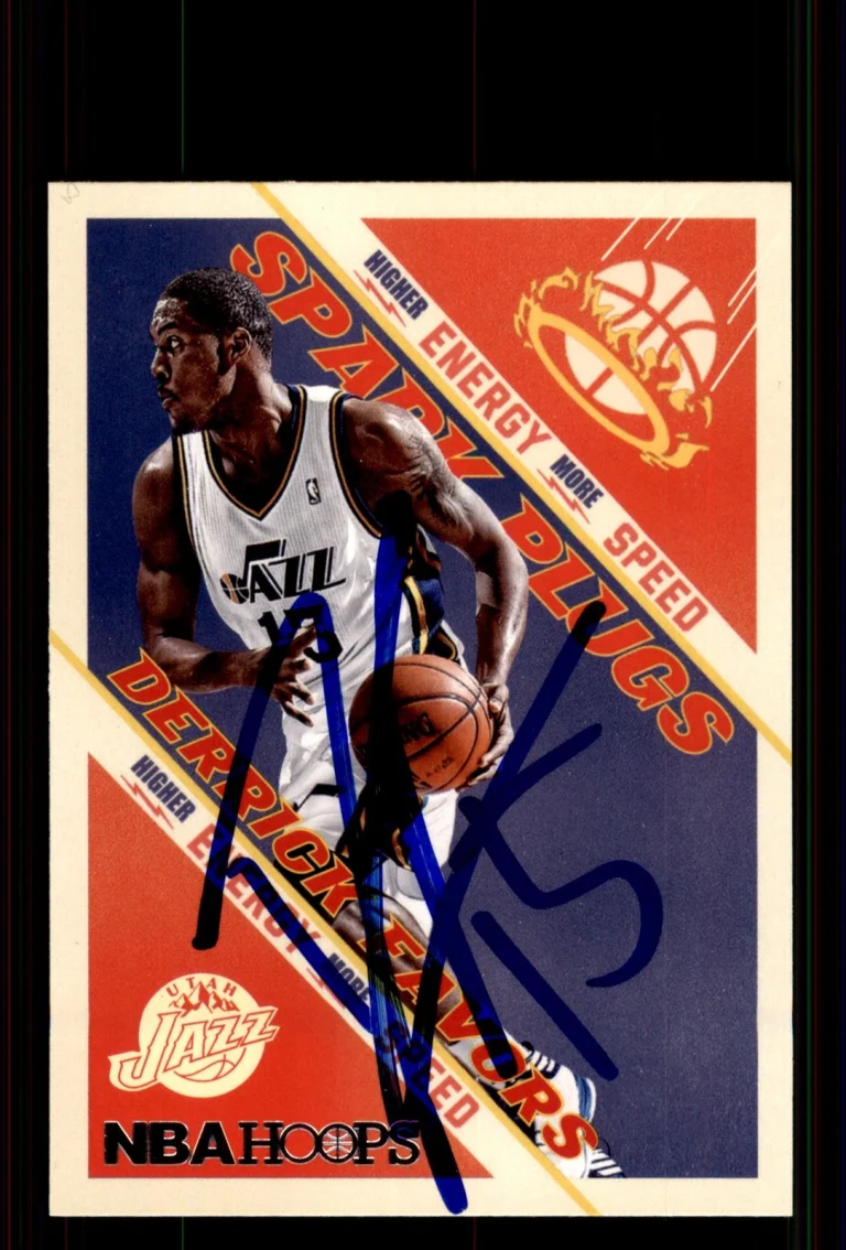Signed Basketball Card Auto Derrick Favors 2013-14 Hoops #13 Utah Jazz