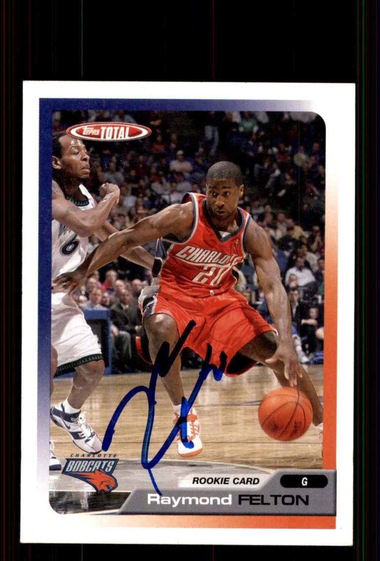 Signed Basketball Card Auto Raymond Felton 2005-06 Topps Total #296 Bobcats