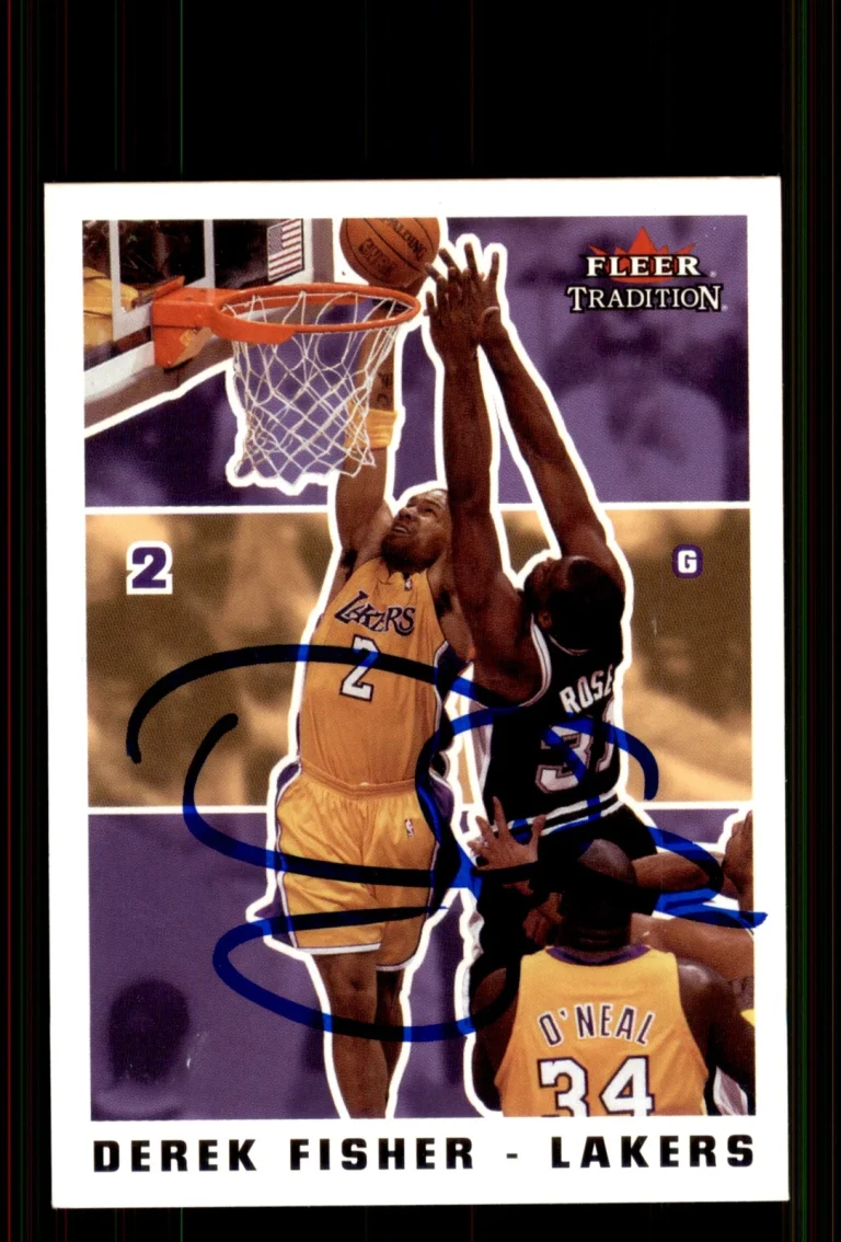 Signed Basketball Card Auto Derek Fisher 2003-04 Fleer Tradition #196 LA Lakers