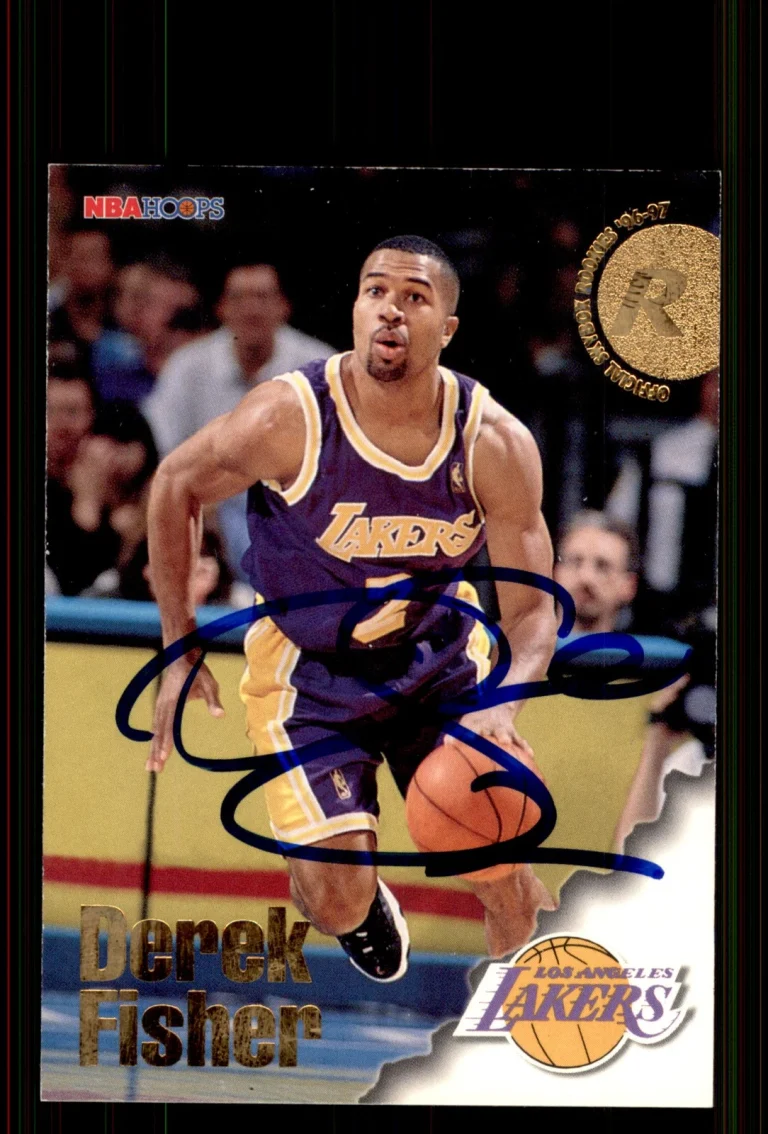 Signed Basketball Card Auto Derek Fisher 1996-97 Hoops #287 Los Angeles Lakers