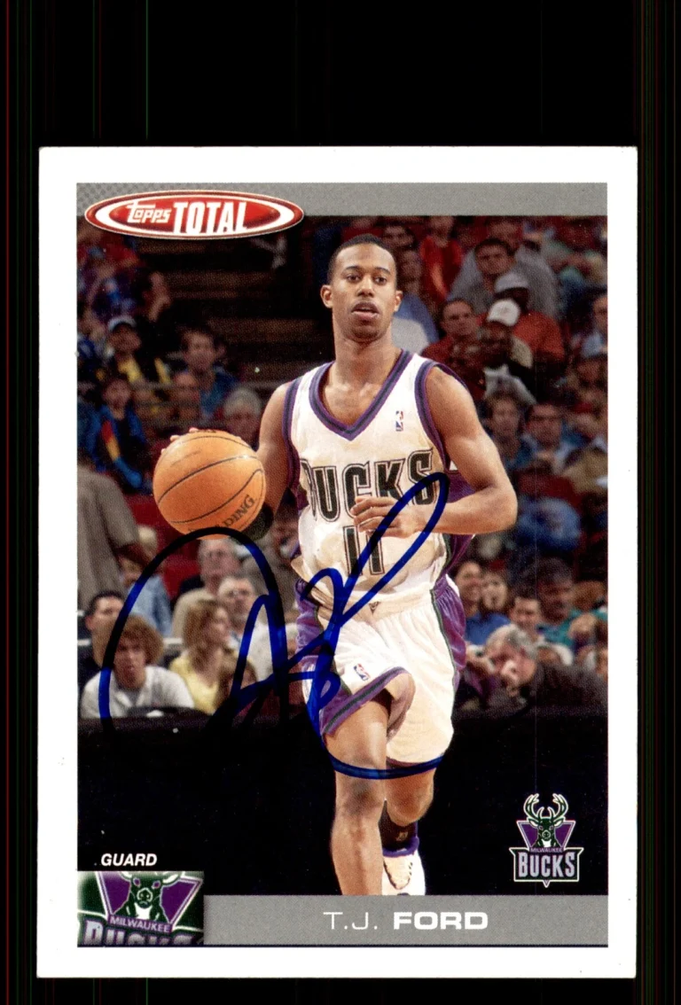 Signed Basketball Card Auto T.J. Ford 2004-05 Topps Total #14 Milwaukee Bucks