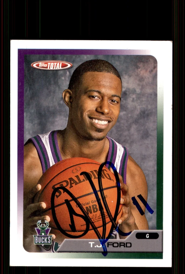 Signed Basketball Card Auto T.J. Ford 2005-06 Topps Total #256 Milwaukee Bucks