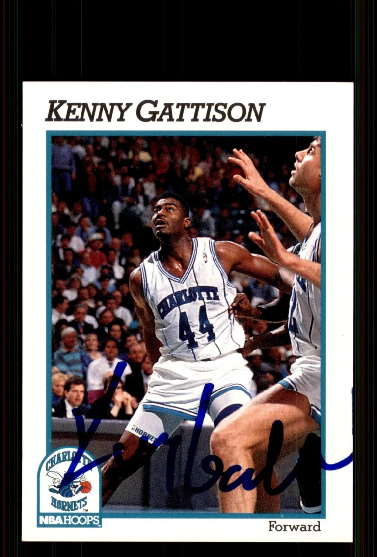 Signed Basketball Card Auto Kenny Gattison 1991-92 Hoops #343 Charlotte Hornets