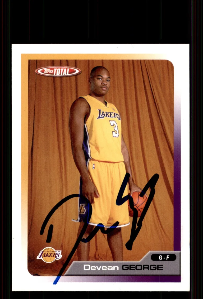 Signed Basketball Card Auto Devean George 2005-06 Topps Total #196 Lakers