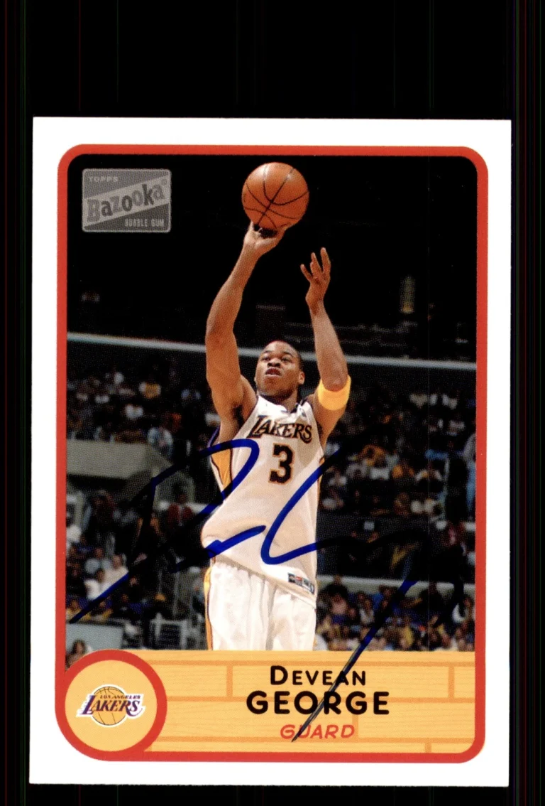 Signed Basketball Card Auto Devean George 2003-04 Bazooka #125 Lakers