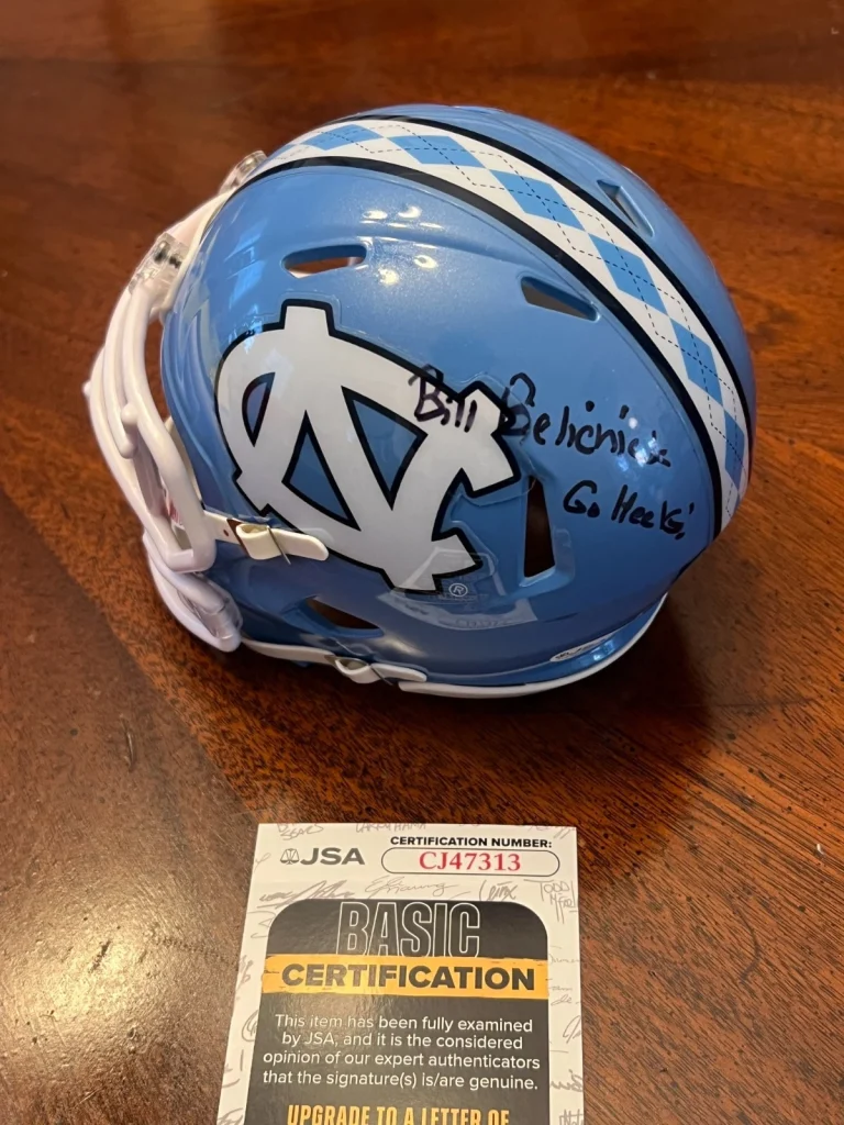 COACH BILL BELICHICK SIGNED FOOTBALL MINI HELMET UNC NORTH CAROLINA JSA COA