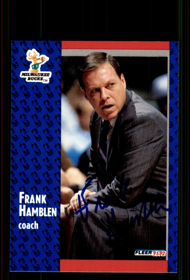 Signed Basketball Card Auto Frank Hamblen 1991-92 Fleer #312 Milwaukee Bucks
