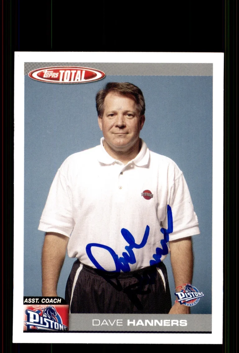 Signed Basketball Card Auto Dave Hanners 2004-05 Topps Total #376 Pistons