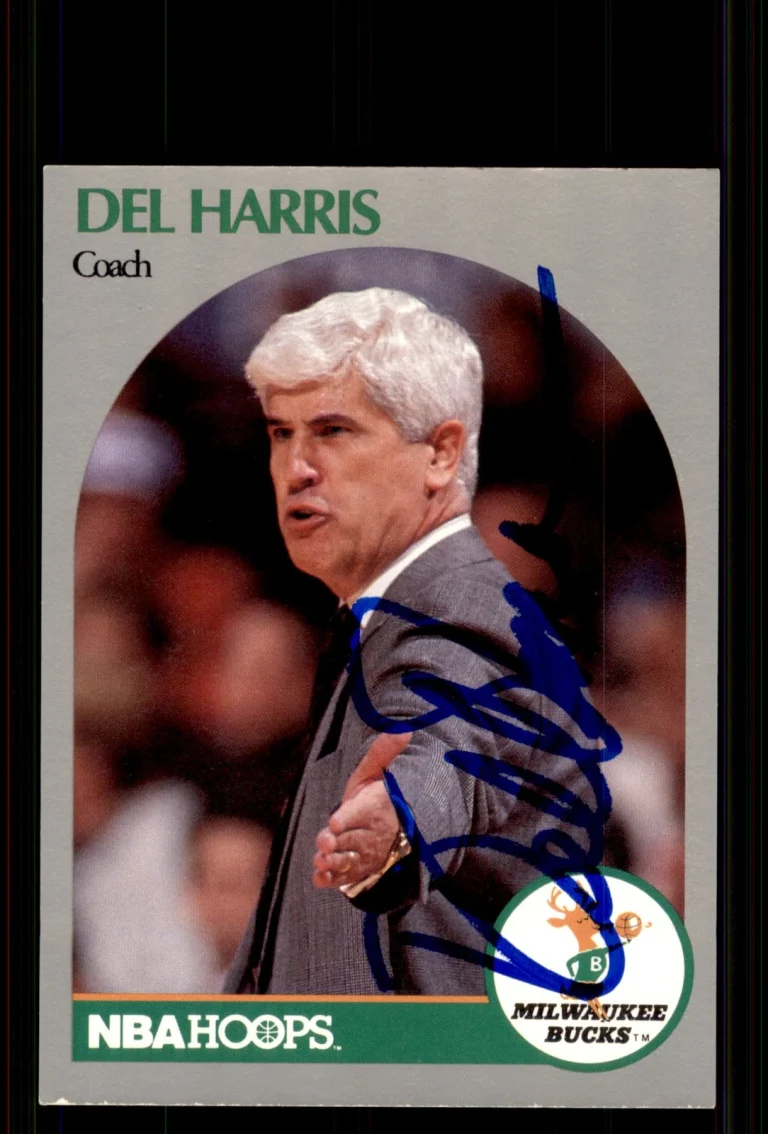 Signed Basketball Card Auto Del Harris 1990-91 Hoops #319 Milwaukee Bucks