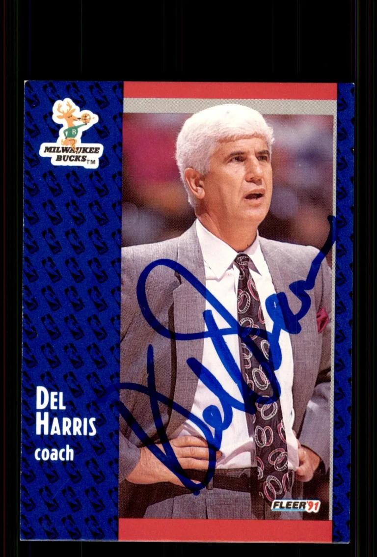 Signed Basketball Card Auto Del Harris 1991-92 Fleer #115 Milwaukee Bucks