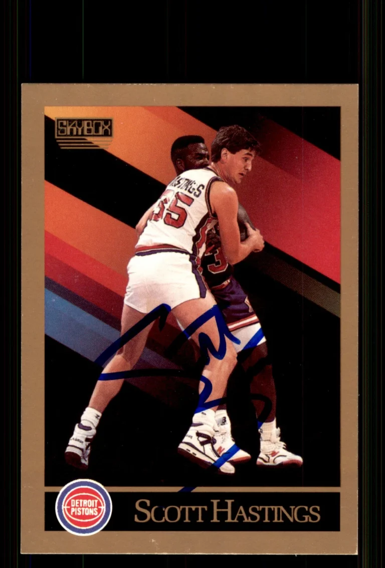 Signed Basketball Card Auto Scott Hastings 1990-91 SkyBox #87 Detroit Pistons