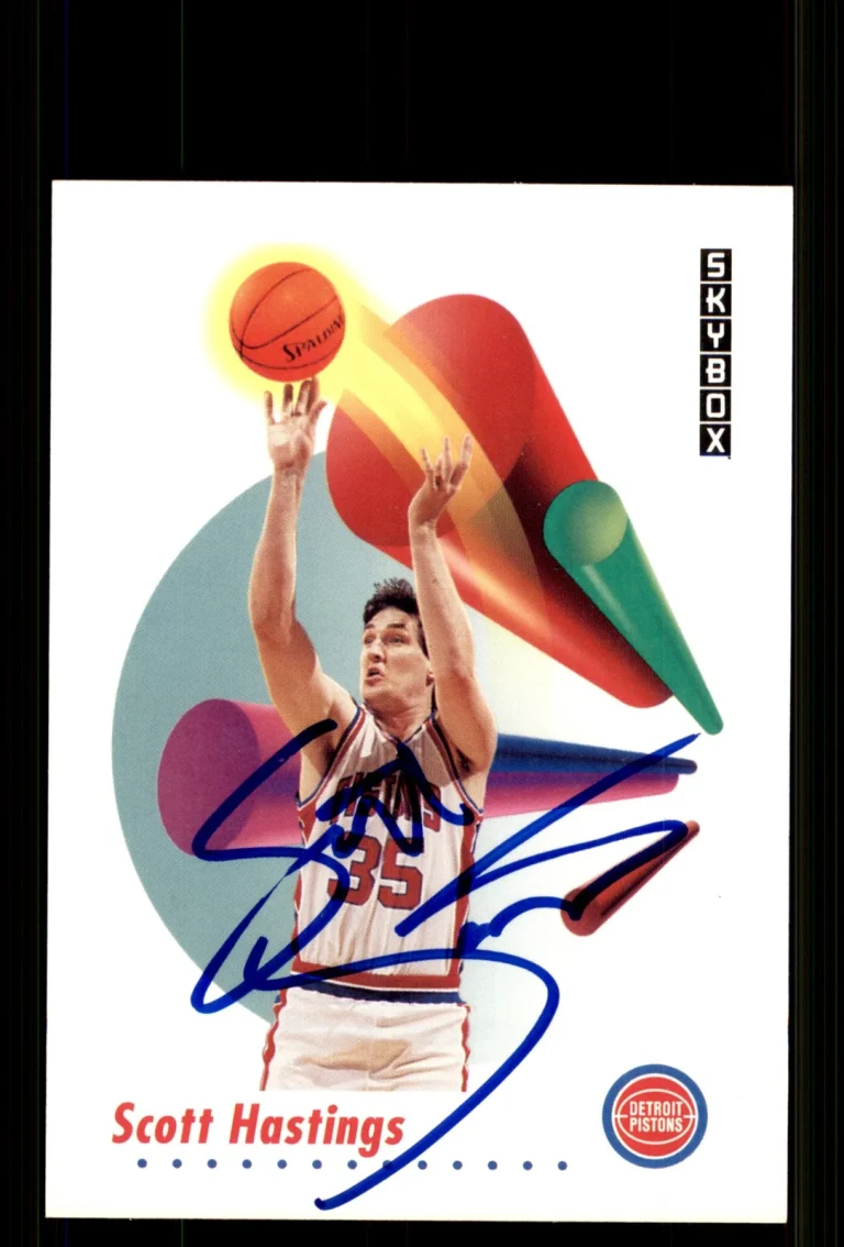 Signed Basketball Card Auto Scott Hastings 1991-92 SkyBox #83 Detroit Pistons