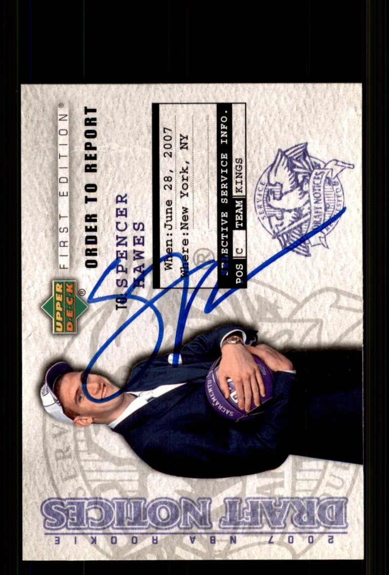 Signed Basketball Card Auto Spencer Hawes 2007-08 Upper Deck First Edition #DN10