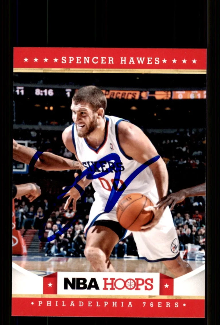 Signed Basketball Card Auto Spencer Hawes 2012-13 Hoops #28 Philadelphia 76ers