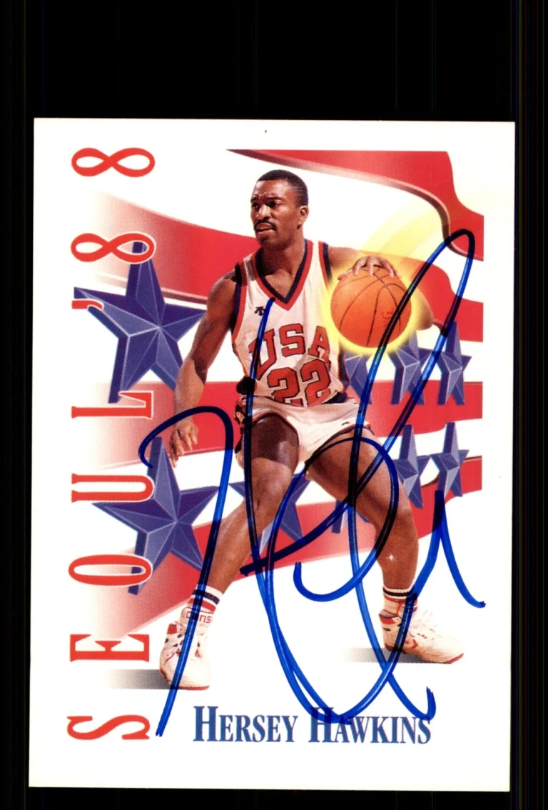 Signed Basketball Card Auto Hersey Hawkins 1991-92 SkyBox #551 USA