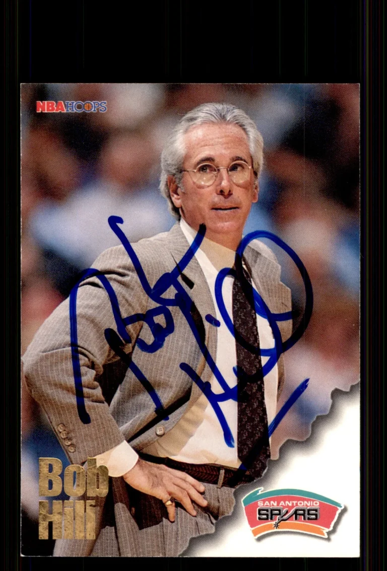 Signed Basketball Card Auto Bob Hill 1996-97 Hoops #272 San Antonio Spurs