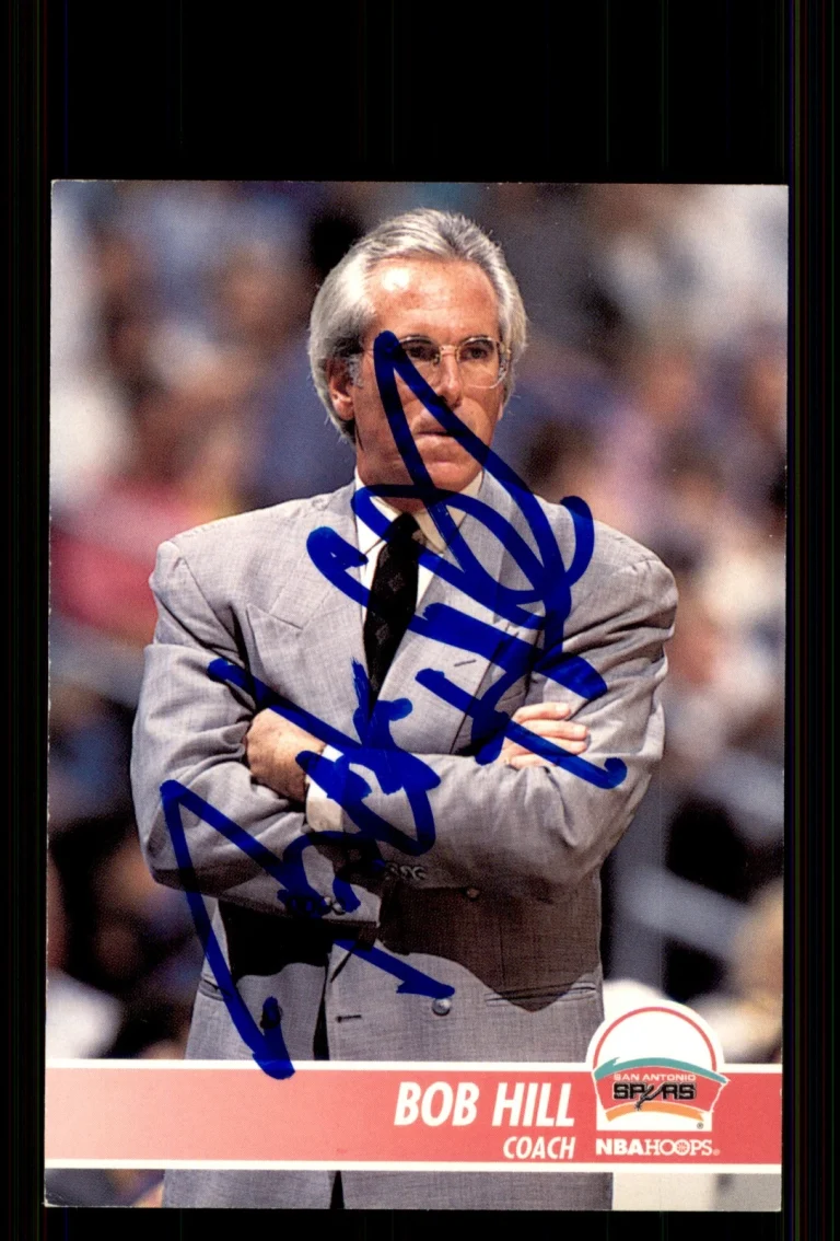 Signed Basketball Card Auto Bob Hill 1994-95 Hoops #387 San Antonio Spurs
