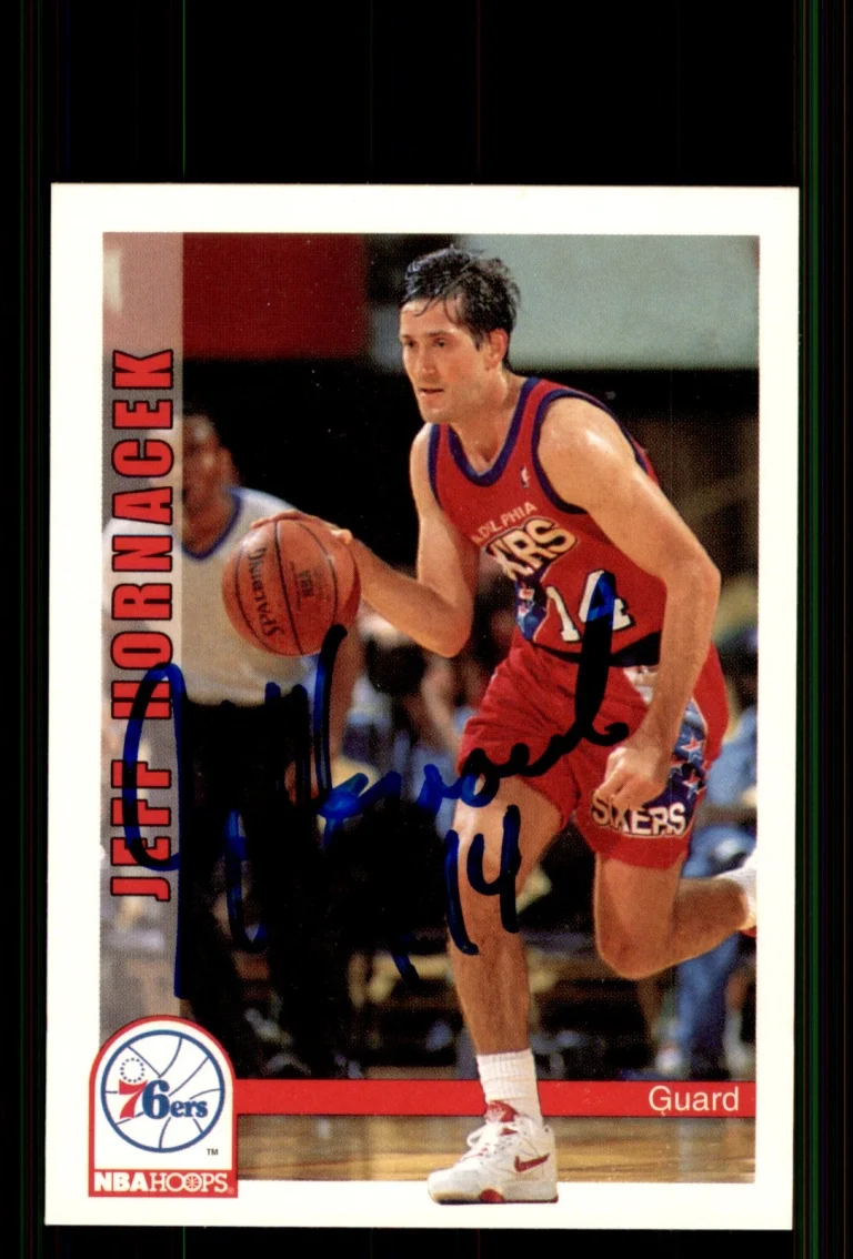 Signed Basketball Card Auto Jeff Hornacek 1992-93 Hoops #445 Philadelphia 76ers