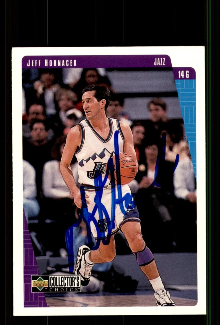 Signed Basketball Card Auto Jeff Hornacek 1997-98 Collector's Choice #340