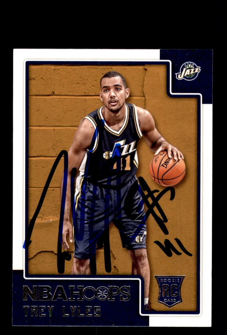 Signed Basketball Card Auto Trey Lyles 2015-16 Hoops #263 Utah Jazz