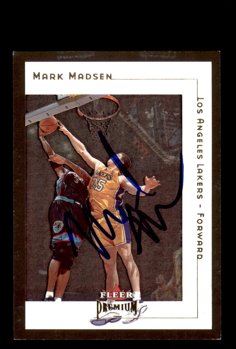 Signed Basketball Card Auto Mark Madsen 2001-02 Fleer Premium #33 LA Lakers