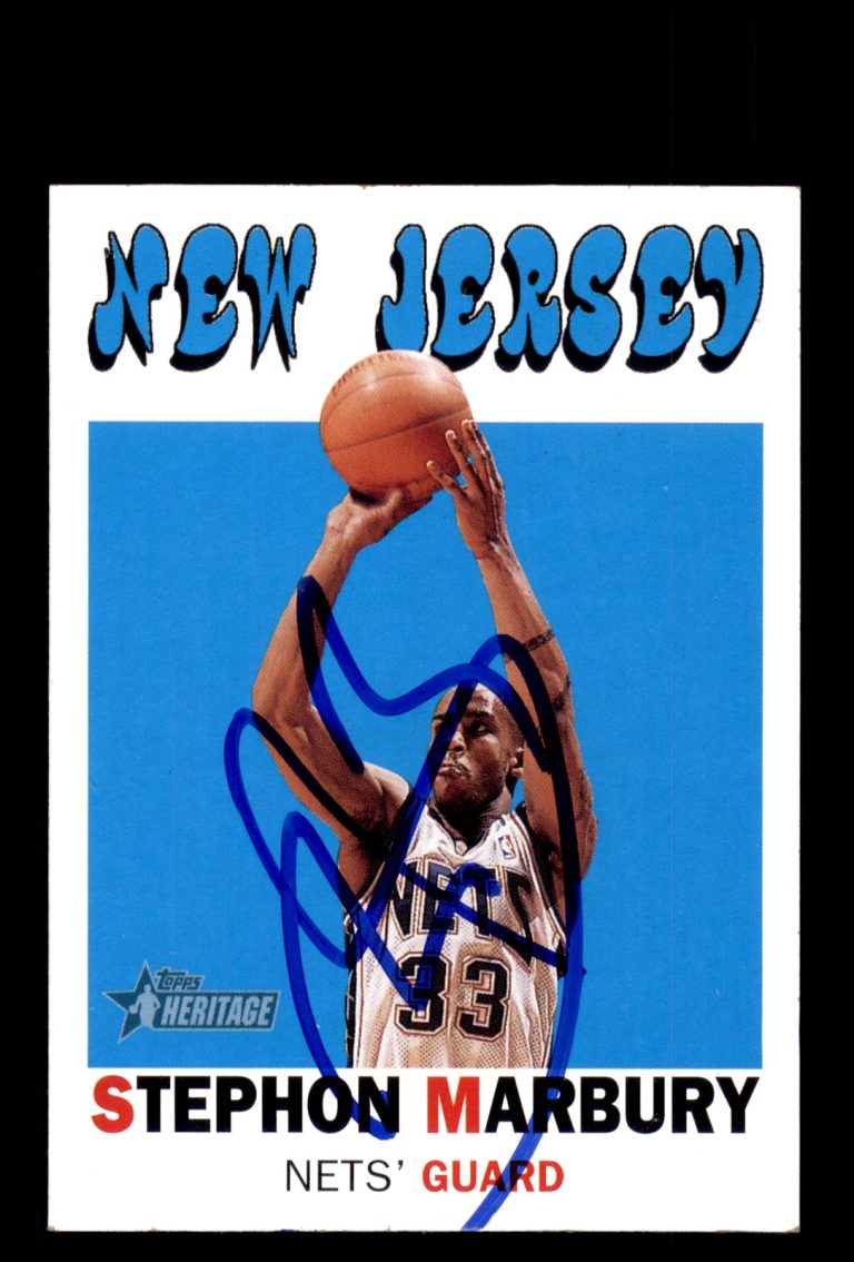 Signed Basketball Card Auto Stephon Marbury 2000-01 Topps Heritage #216 Nets