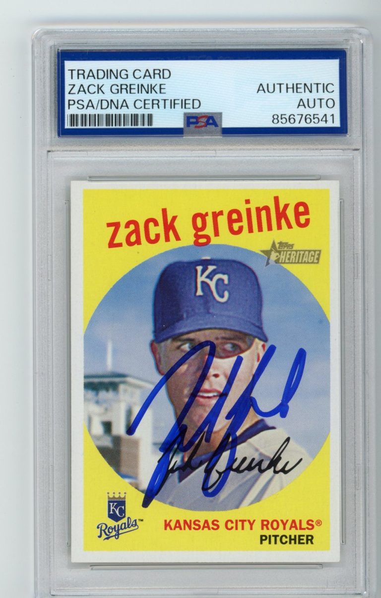 Signed Baseball Card Auto Zack Greinke 2008 Topps Heritage #239 Royals PSA/DNA