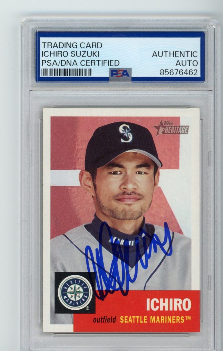 Signed Baseball Card Auto Ichiro 2002 Topps Heritage #1 Mariners HOF PSA/DNA