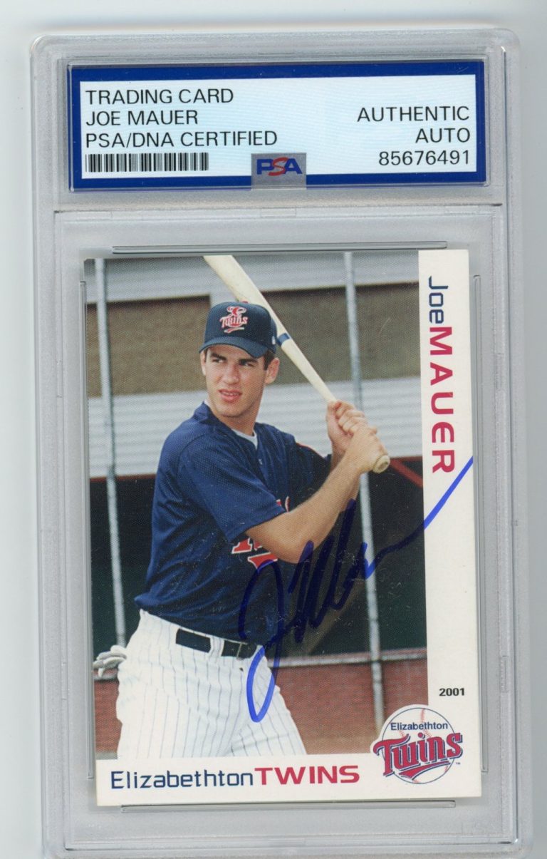Signed Baseball Card Auto Joe Mauer 2001 Grandstand Elizabethton Twins PSA/DNA
