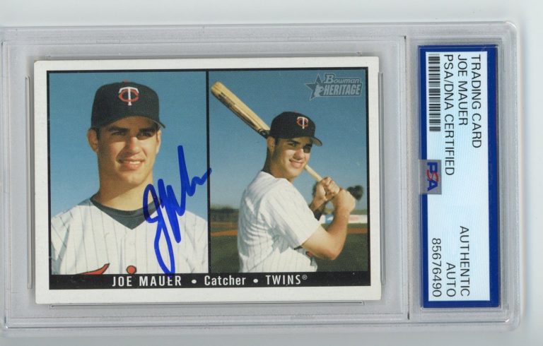 Signed Baseball Card Auto Joe Mauer 2003 Bowman Heritage #169 Twins PSA/DNA