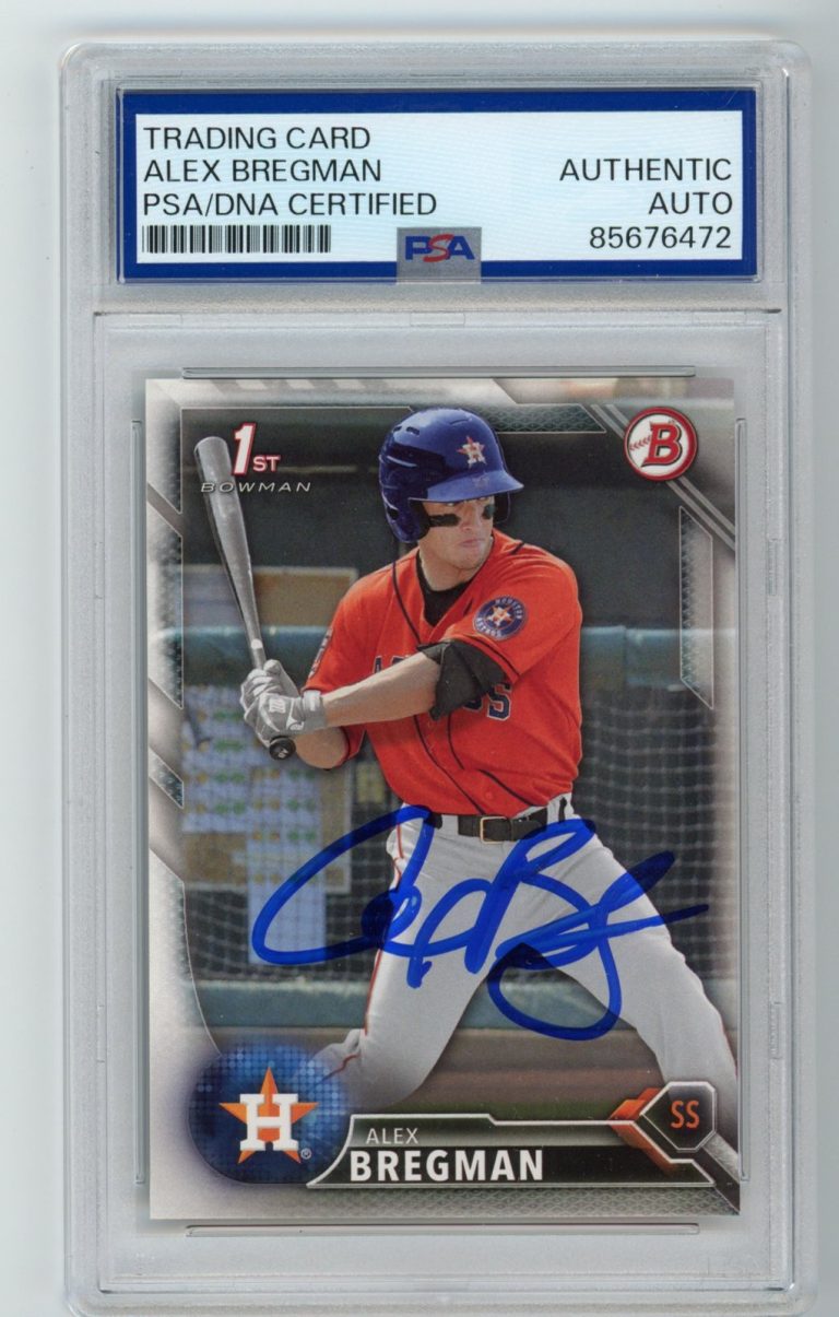 Signed Baseball Card Auto Alex Bregman 2016 Bowman #BP4 Houston Astros PSA/DNA