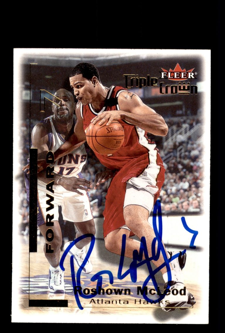 Signed Basketball Card Auto Roshown McLeod 2000-01 Fleer Triple Crown #197 Hawks