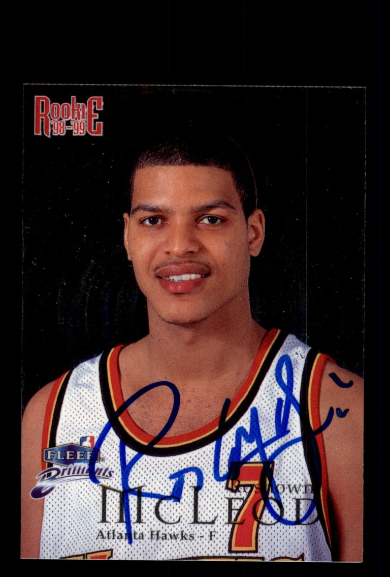 Signed Basketball Card Auto Roshown McLeod 1998-99 Fleer Brilliants #118 Hawks