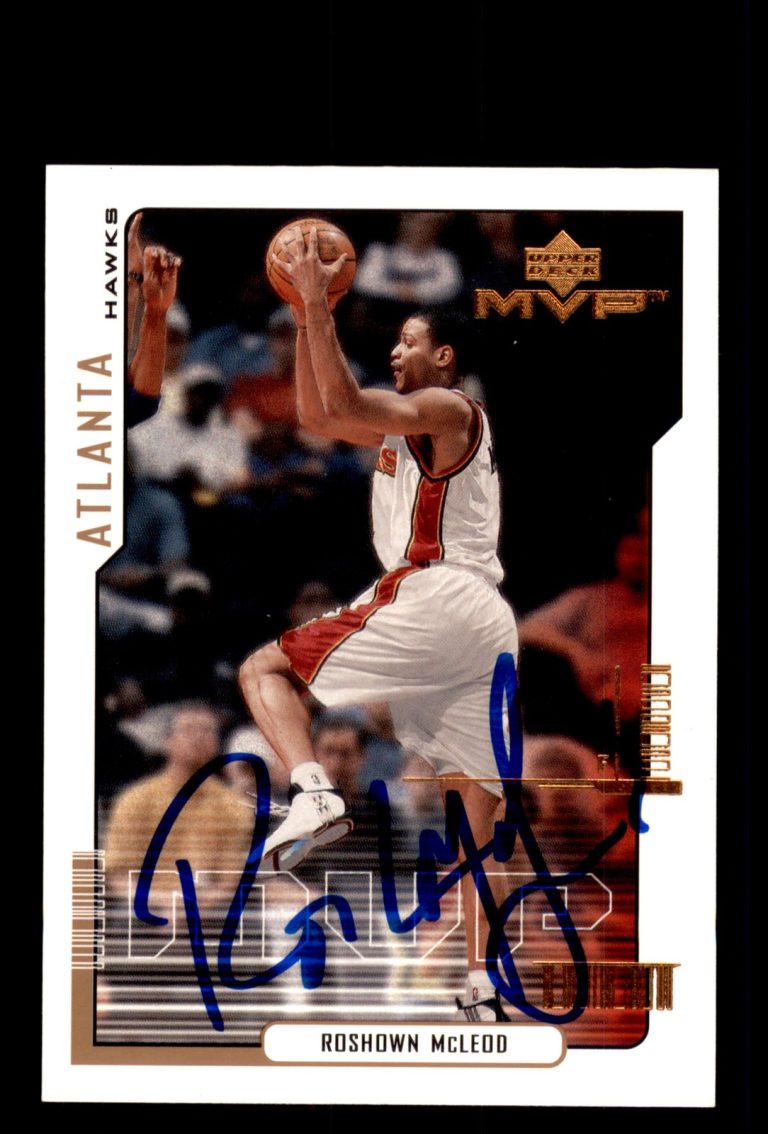 Signed Basketball Card Auto Roshown McLeod 2000-01 Upper Deck MVP #5 Hawks