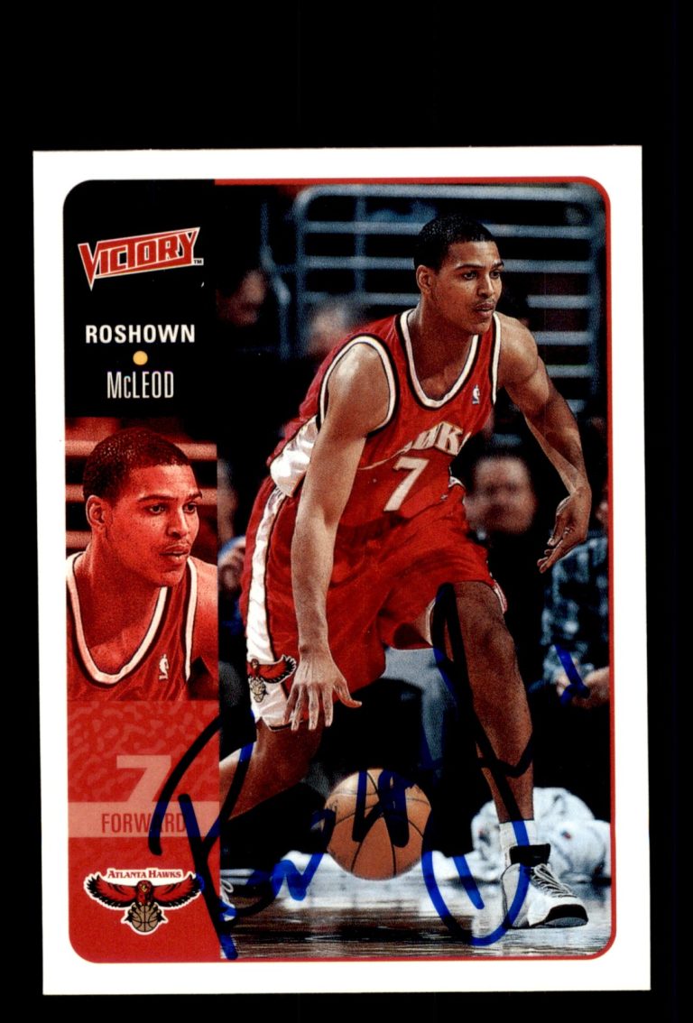 Signed Basketball Card Auto Roshown McLeod 2000-01 Upper Deck Victory #4 Hawks