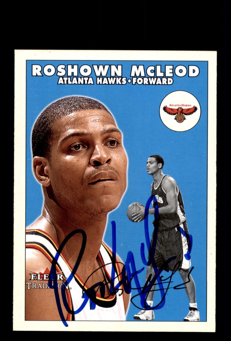 Signed Basketball Card Auto Roshown McLeod 2000-01 Fleer Tradition #95 Hawks