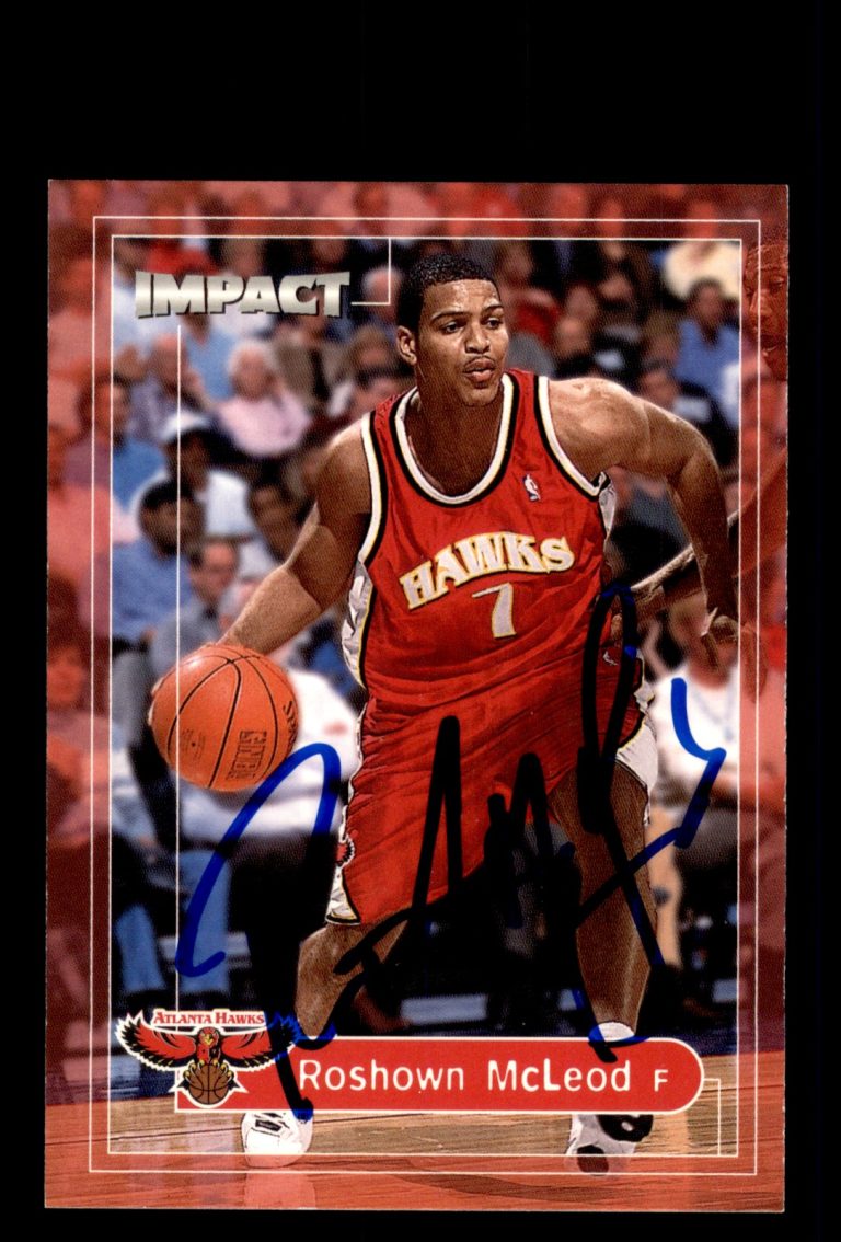 Signed Basketball Card Auto Roshown McLeod 1999-00 SkyBox Impact #137 Hawks