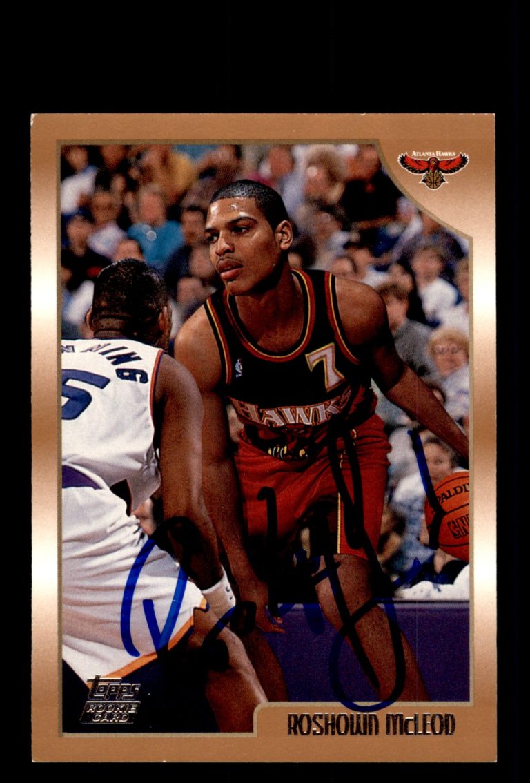 Signed Basketball Card Auto Roshown McLeod 1998-99 Topps #218 Atlanta Hawks