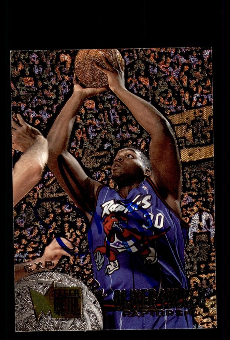 Signed Basketball Card Auto Oliver Miller 1995-96 Metal #197 Toronto Raptors