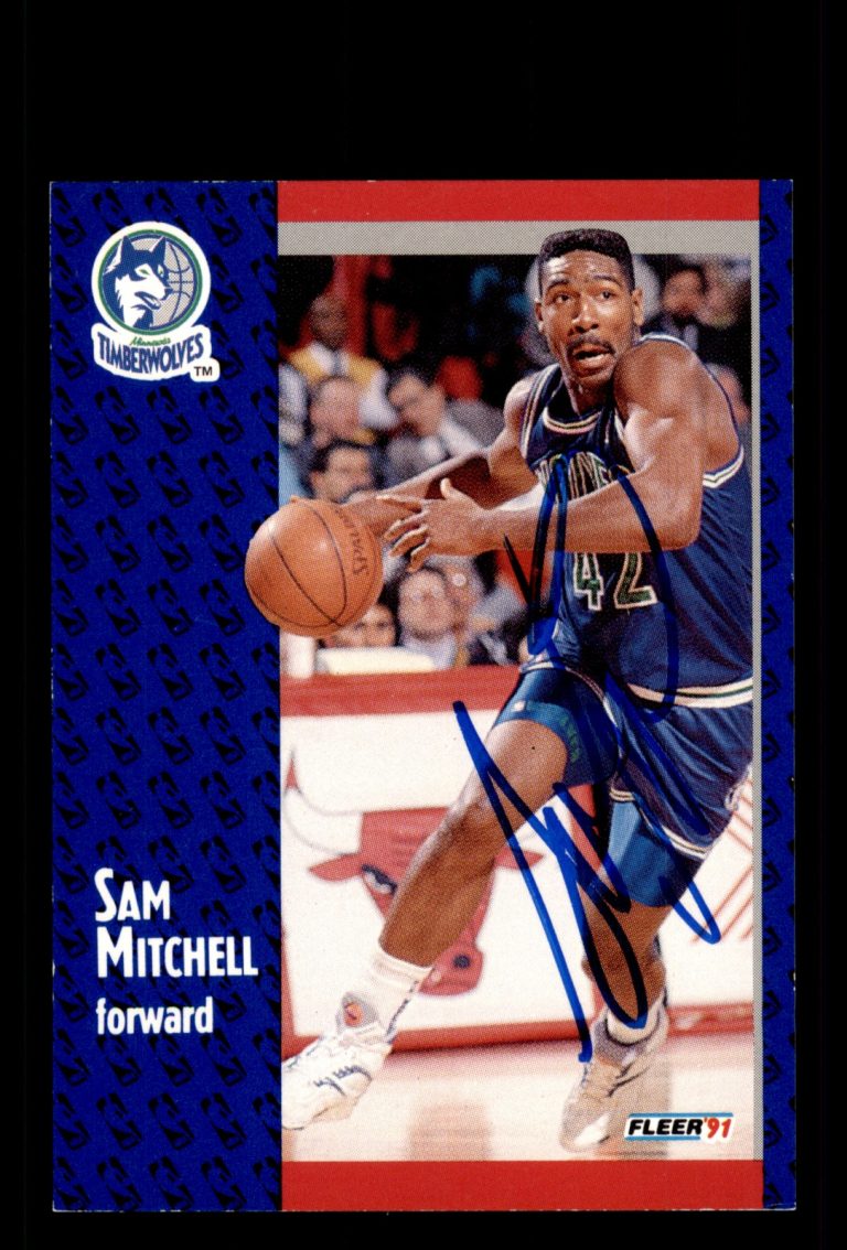 Signed Basketball Card Auto Sam Mitchell 1991-92 Fleer #123 Timberwolves