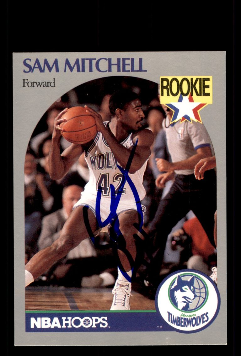 Signed Basketball Card Auto Sam Mitchell 1990-91 Hoops #188 Timberwolves