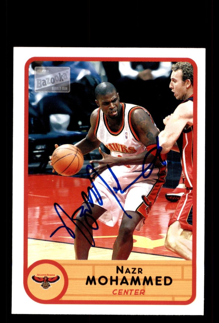 Signed Basketball Card Auto Nazr Mohammed 2003-04 Bazooka #143 Atlanta Hawks