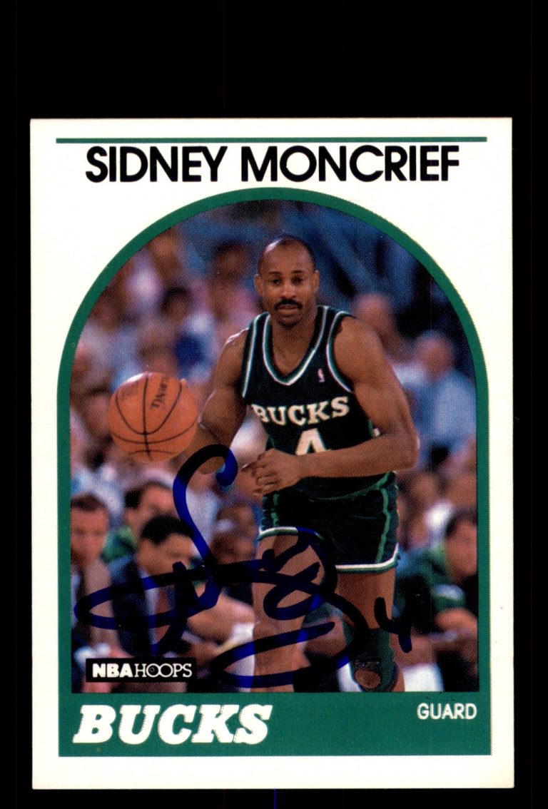 Signed Basketball Card Auto Sidney Moncrief 1989-90 Hoops #275 Milwaukee Bucks