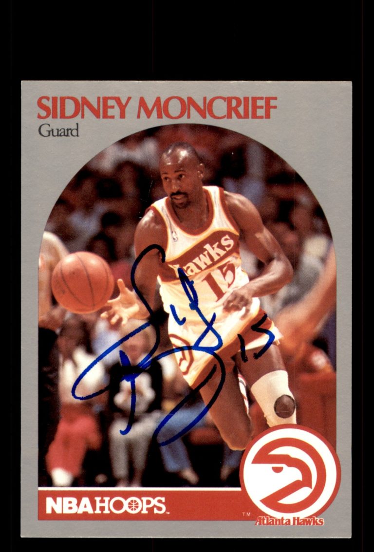 Signed Basketball Card Auto Sidney Moncrief 1990-91 Hoops #402 Atlanta Hawks