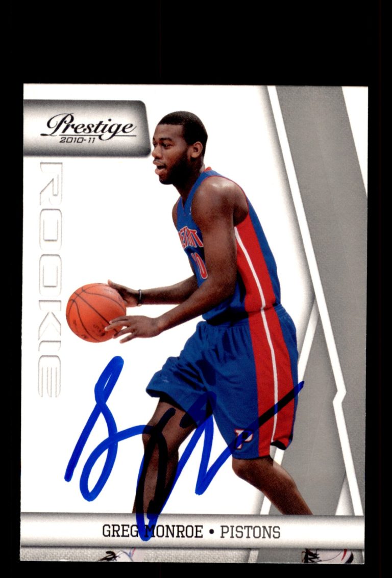 Signed Basketball Card Auto Greg Monroe 2010-11 Panini Prestige #217 Pistons